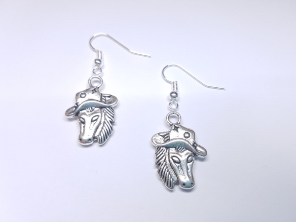 Pferde Cowboy Ohrringe silberfarben horse